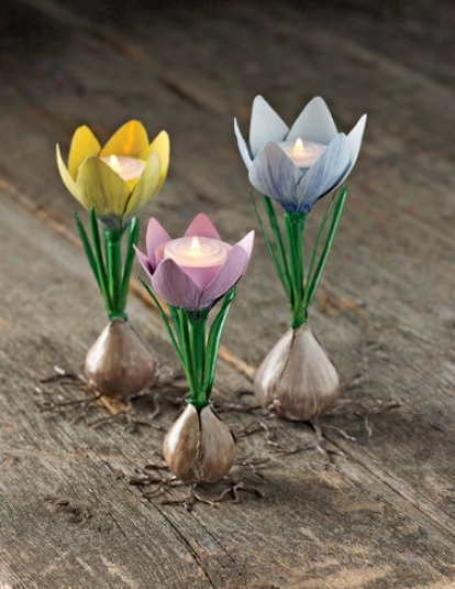 Crocus Tea Light Holders, Set Of 3