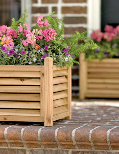 Louvered Wooden Planter