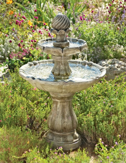 Solar Pineapple Pedestal Fountain