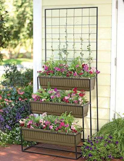 Three-tier Cascade Planter With Trellis