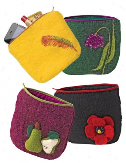 Wool Felt Zippered Pouch