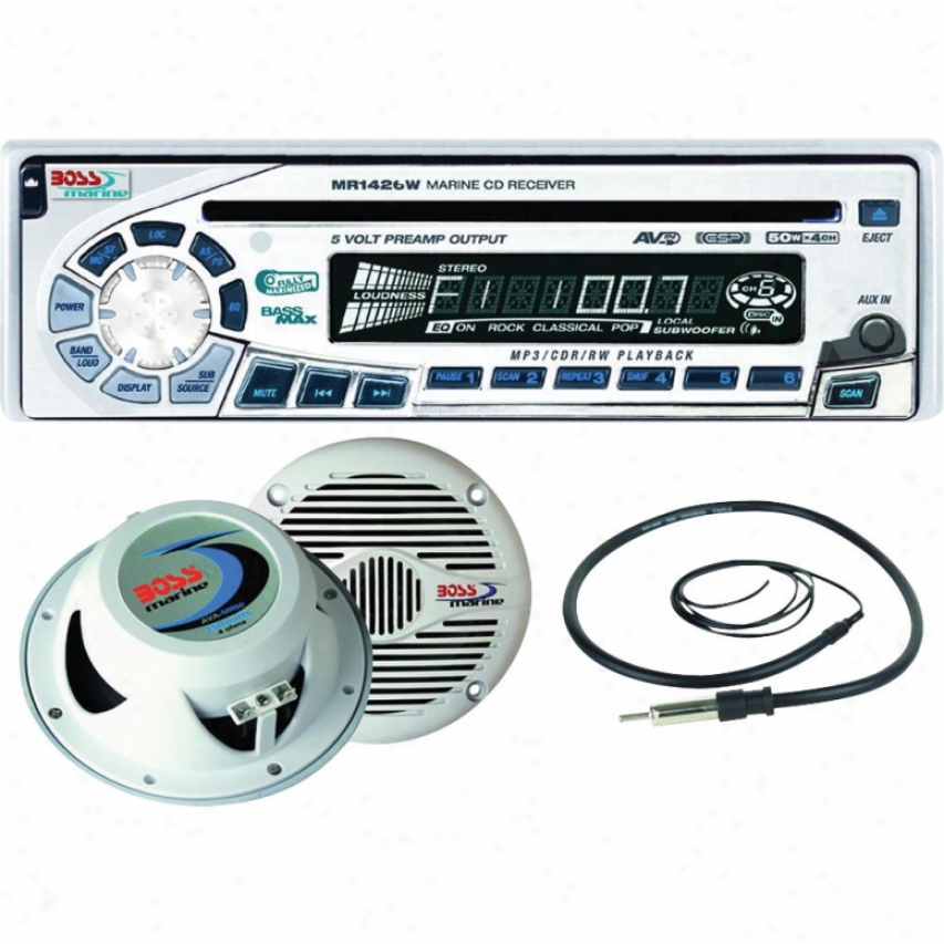 Boss Audio Marine Combo Kit Includes Mr1420w, Mr60w, Mrant10