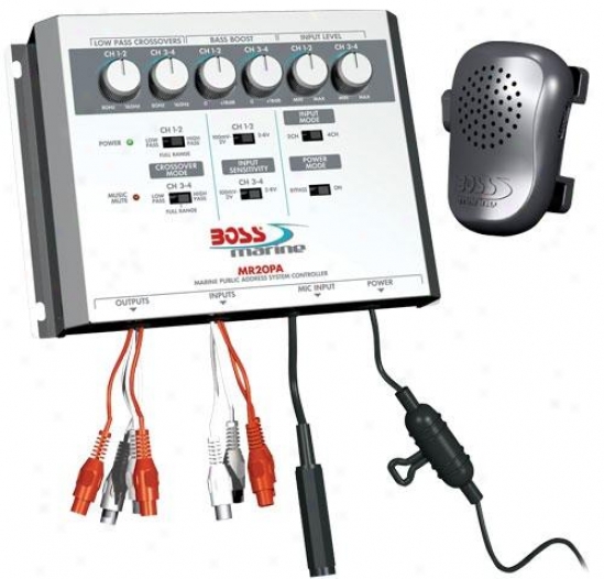 Boss Audio Marine Public Address System Controller With Microphone And Remote Su