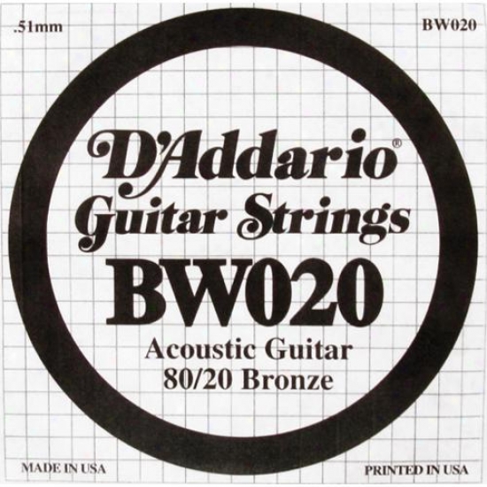 D'addario Bw020 Single 80/20 Bronze Wound 020 String