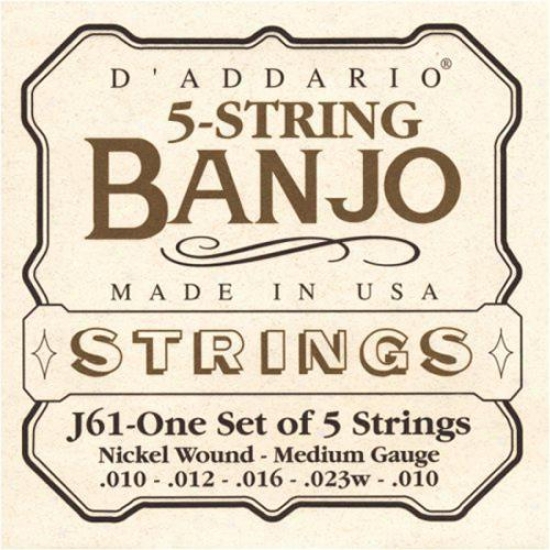 D9addario J61 Nickel Medium 10-23 Banjo Strings