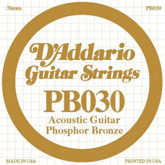 D'addario Pb030 Single Phosphor Bronze Wound - 030