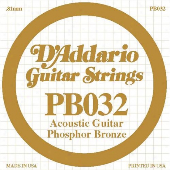 D'addario Pb032 Single Phosphorr Bronze Wound - 032