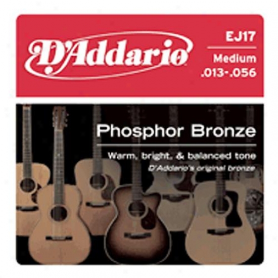 D'addario Phosphor Bronze Acoustic Guitar Strings - Medium Gauge Ej17