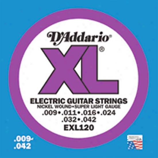 D'addario Xl Electric Guitar Strings Exl120 - Super Light Gauge