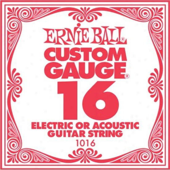 Ernie Ball Eb1016 Single Steel Acoustic And Electric Guitar String - .016 Gauge