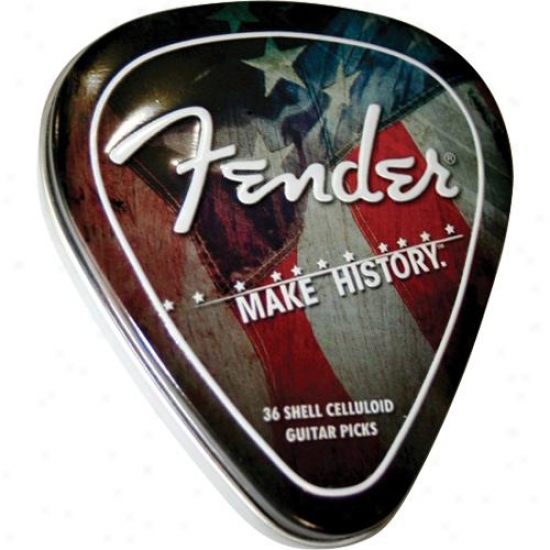 Fender&reg; 0990351010 Make Account Pick Tin Classic Celluloid (351 Shape) 36 Ct