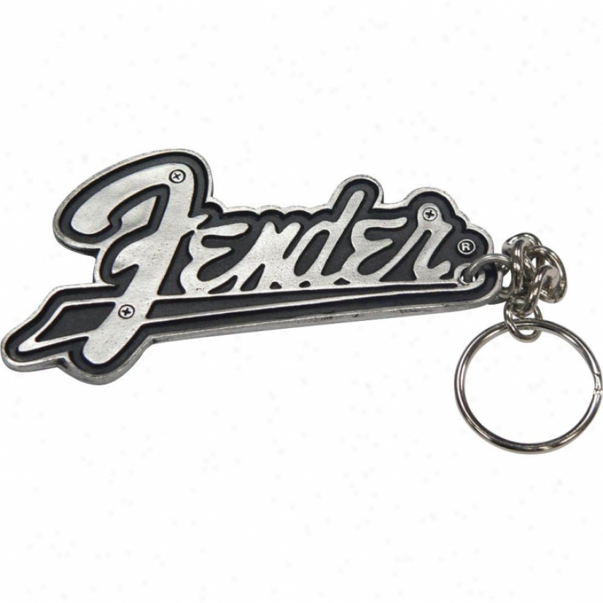 Fender&reg; Flat Amp Logo Key Chain - Black W/ Chrome Lettering - 099-0394-014