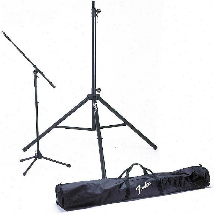 Fender&reg; Stand Kit 2 Speaker Stands & 2 Boom Mic Stands W/carrying Bag