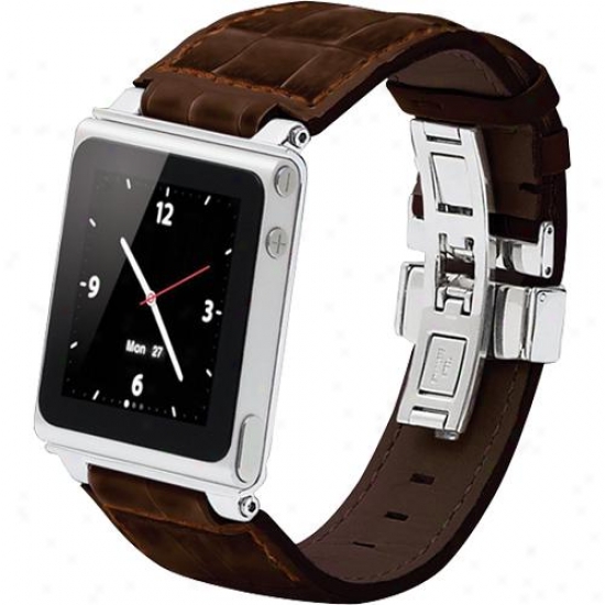 Iwatchz Watchband Strap Case For Ipod Nano - Dark Brown Leather
