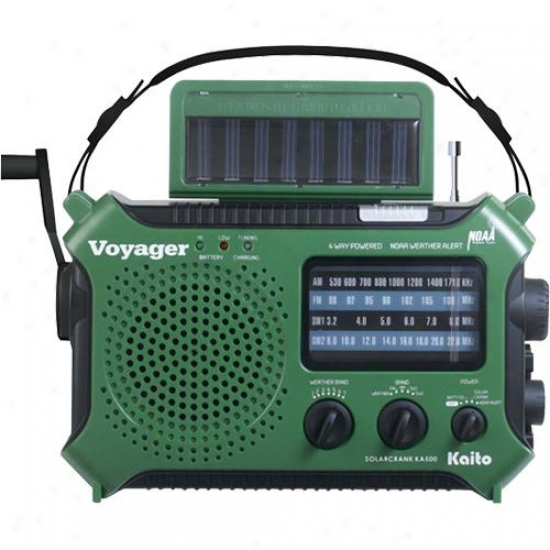 Kaito Electronics Inc. Ka500grn Voyager Solar/dynamo Emergency Radio - Green