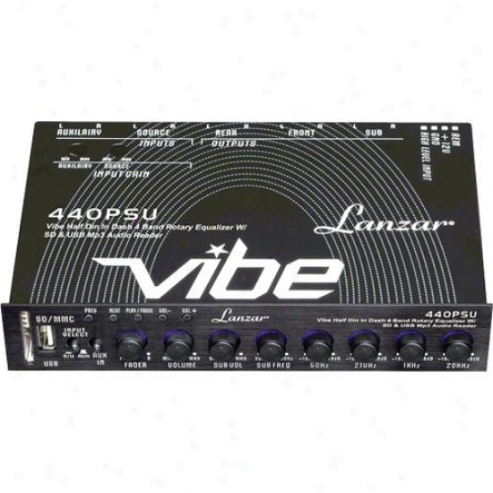 Lanzar Vibe Half Din-in Dash 4 Band Rotary Equalizer W/ Sd & Usb Mp3 Audio Reade