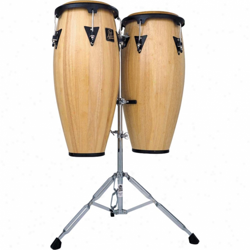 Latin Percussion Aspire 10" & 11" Wood Conga Set With Stand - Natural Forest