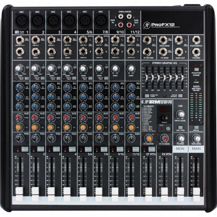 Mackie Profx12 12-channel Non-powered Effects Mixer By the side of Usb