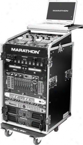 Marathon Pro 01i Slant Mixer Ravk / 16u Vertical Rack System W/laptop Shelf & Ca