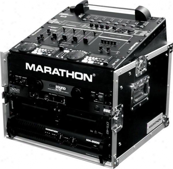 Marathon Pro 10u Slant Mixer Rack / 6u Perpendicular Rack System W/full Ac Door