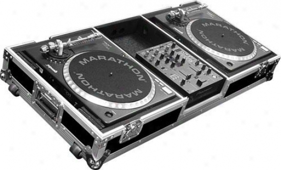 Marathon Pro Holds 2 Turntable In Combat Style Position W/10" Mixer, Low Profile