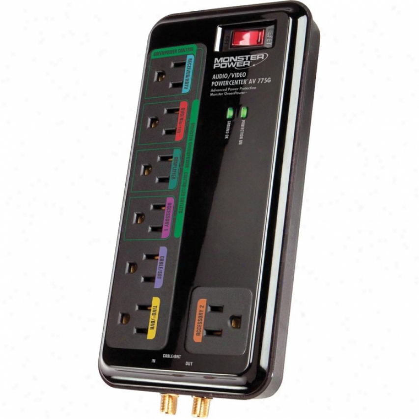 Monster Cable Posercenter Av-775g Green Power Audio Video Surge Protector