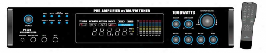 Pyle 1000 Watts Am/fm/ Tuner Hybrid Amplifier W/ 70v Output W/built In Auto Mute