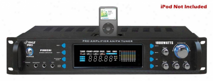 Pyle 1000 Watts Hybrid Receiver & Pre-amplifier W/am-fm Tuner/ipod Docking Stati