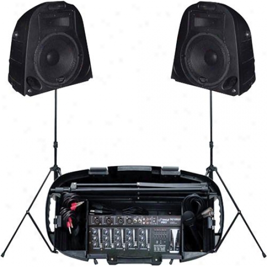 Pyle 10 '' 150 Watt Collapsible Powered Dj System W/ Distressfully Rolling Case & Micropho