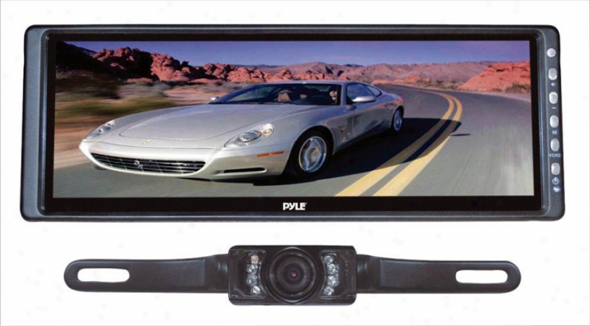 Pyle 10.2'' Rearview Reflector Monitor W/ License Plate Mount Night Vision Camera