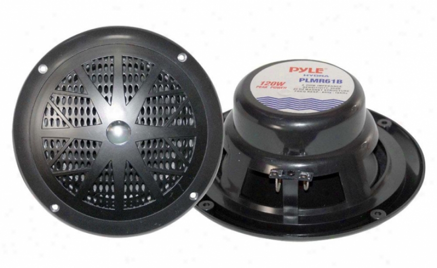 Pyle 120 Watts 6.5'' Dual Cone Black Marine Speakers