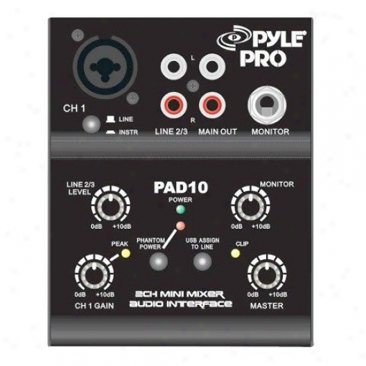 Pyle 2 Cyannel Mini Mixer With Usb Audio Interface Pad10