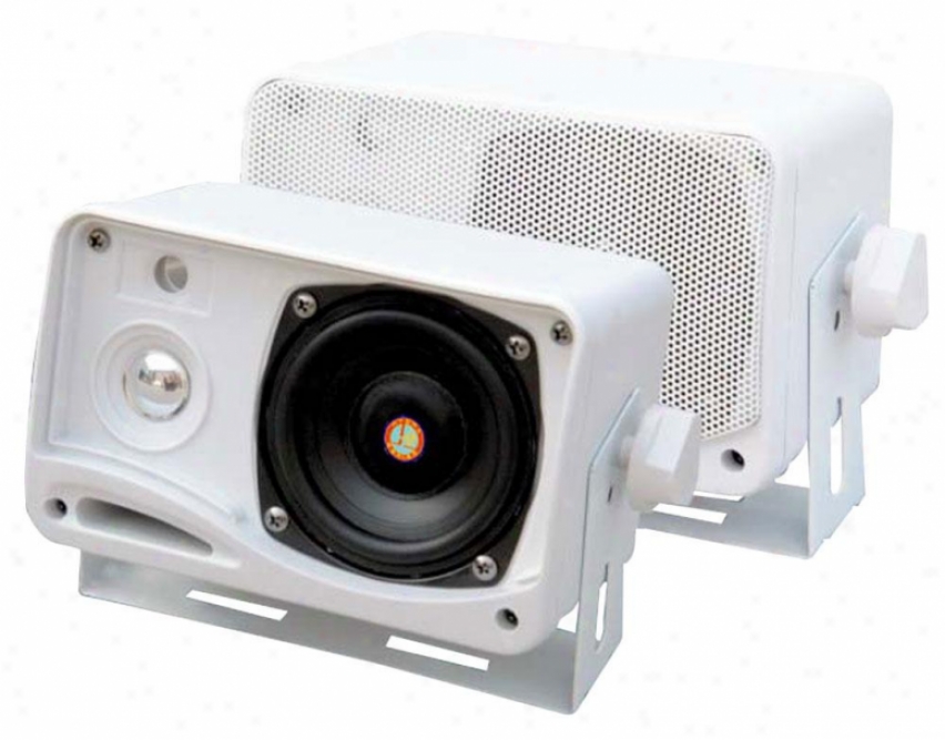 Pyle 3.5'' 200 Watt 3-way Weather Proof Mini Box Speaker System (white)