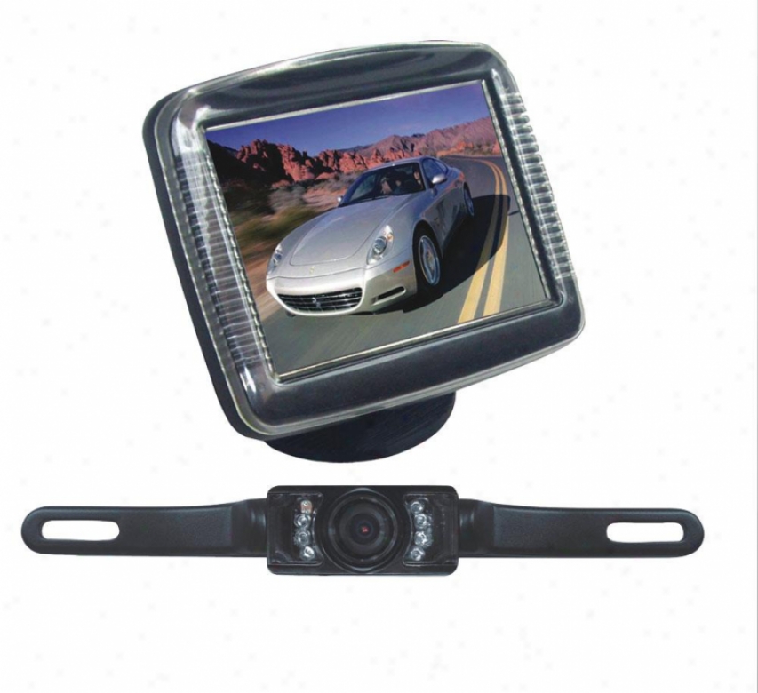 Pyle 3.5#039;' Slim Tft Lcd Universal Mount Monitor W/ License Plate Mount Rearview