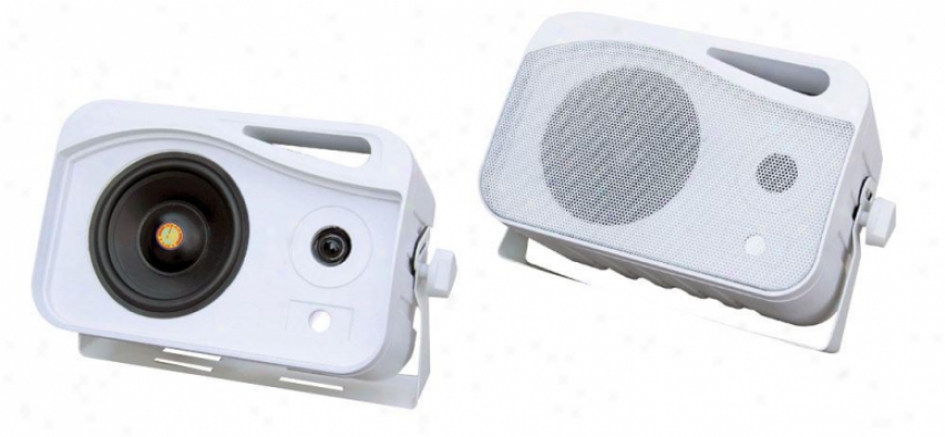Pyle 4-inch 300-satt 3-way WeatherP roof Mini Box Speaker System- White - Plmr25