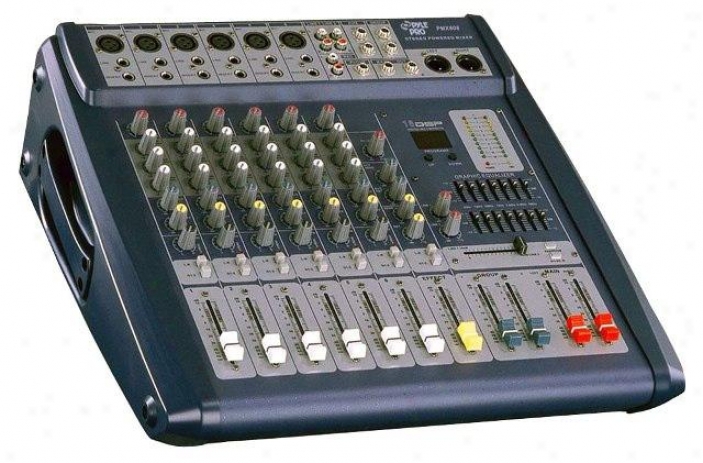 Pyle 6 Channel 500 Watts Digital Powered Stereo Mixer W/dsp Pmx608