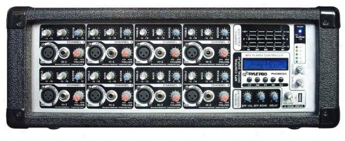 Pyle 8 Channel 800 Watts Powered Mixer W/mp3 Input