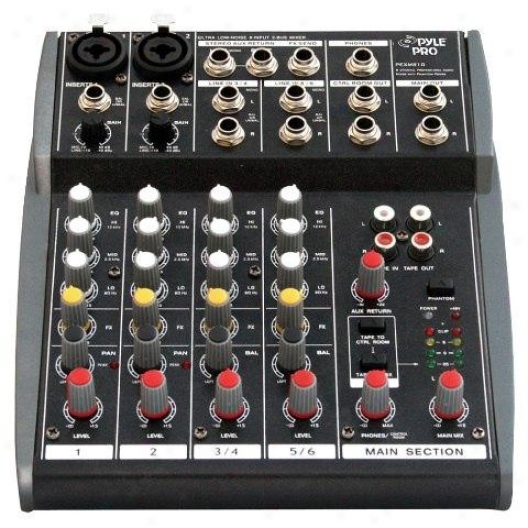 Pyle 8 Channel Prrofessional Audio Mixer With Phantom Power