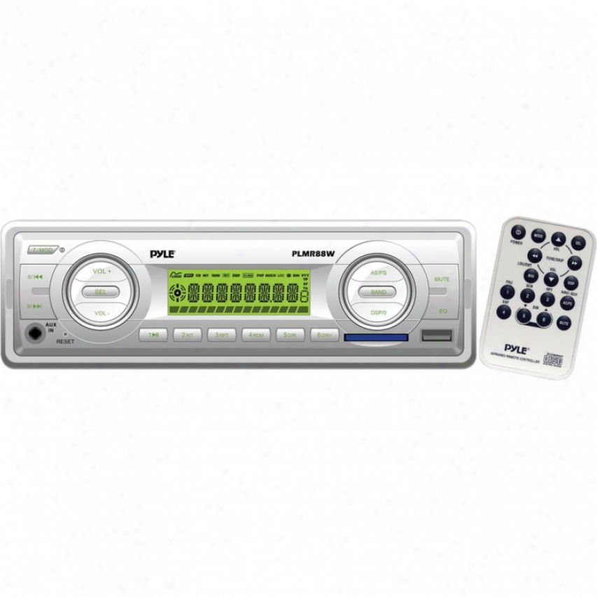 Pyle Am/fm-mpx In-dash Marine Mp3 Player/usb & Sr Card Function - White