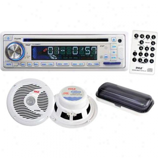 Pyle Complete Marine Audio System Plcd8mrkt - White