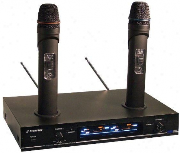 Pyle Dual Vhf Rechargeable Wirelesa Microphone System