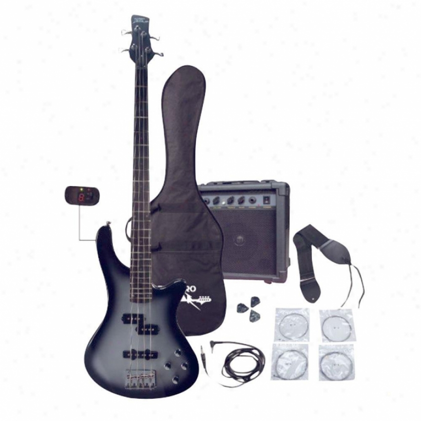 Pyle Electric Bass Guitar Kit / Guitar Amplifier (grey Sunburst)