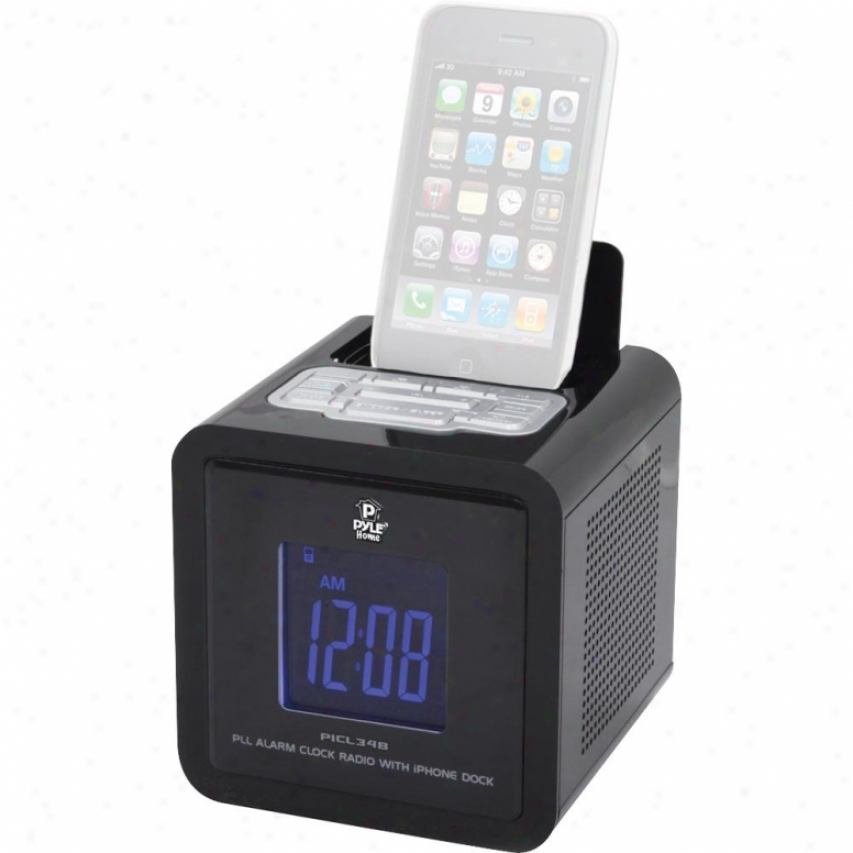 Pyle Ipod Iphone Clock Radio W/ Fm Receiver And Duao Alarm Clock (black)