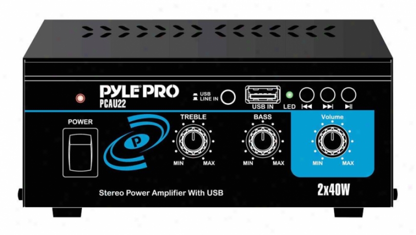 Pyle Mini 2 X 40 Watts Stereo Power Amplifier With Usb