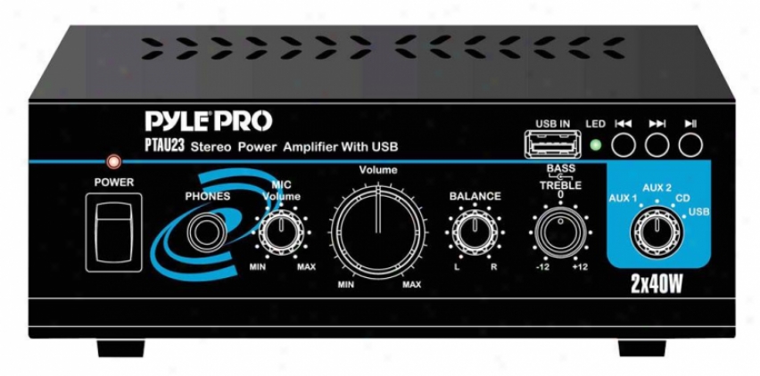 Pyle Mini 2x40w S5ereo Power Amplifier With Usb