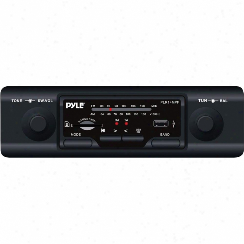 Pyle Plr14mpf Single-din In-dash Mp3 Style Dual Knob Radio With Usb