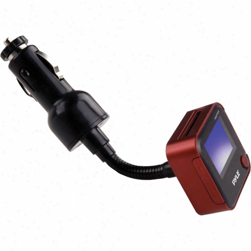 Pyle Plug In Car Gooseneck Mount Fm Transmitter With Built-in Sd/usb/mp3 (red Co
