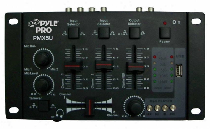 Pyle Professional 3-stereo Channel Dj Mixer W/ Usb Hard Drive Player