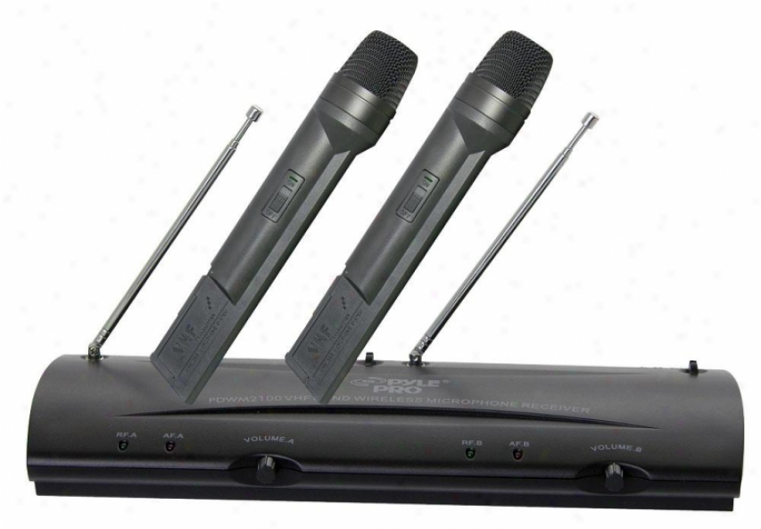 Pyle Professional Dual Vhf Wireless Handheld Microphone System
