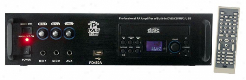 Pyle Professionsl Pa Amplifier W/bulit In Dvd/cd/mp3/usb/70v Output